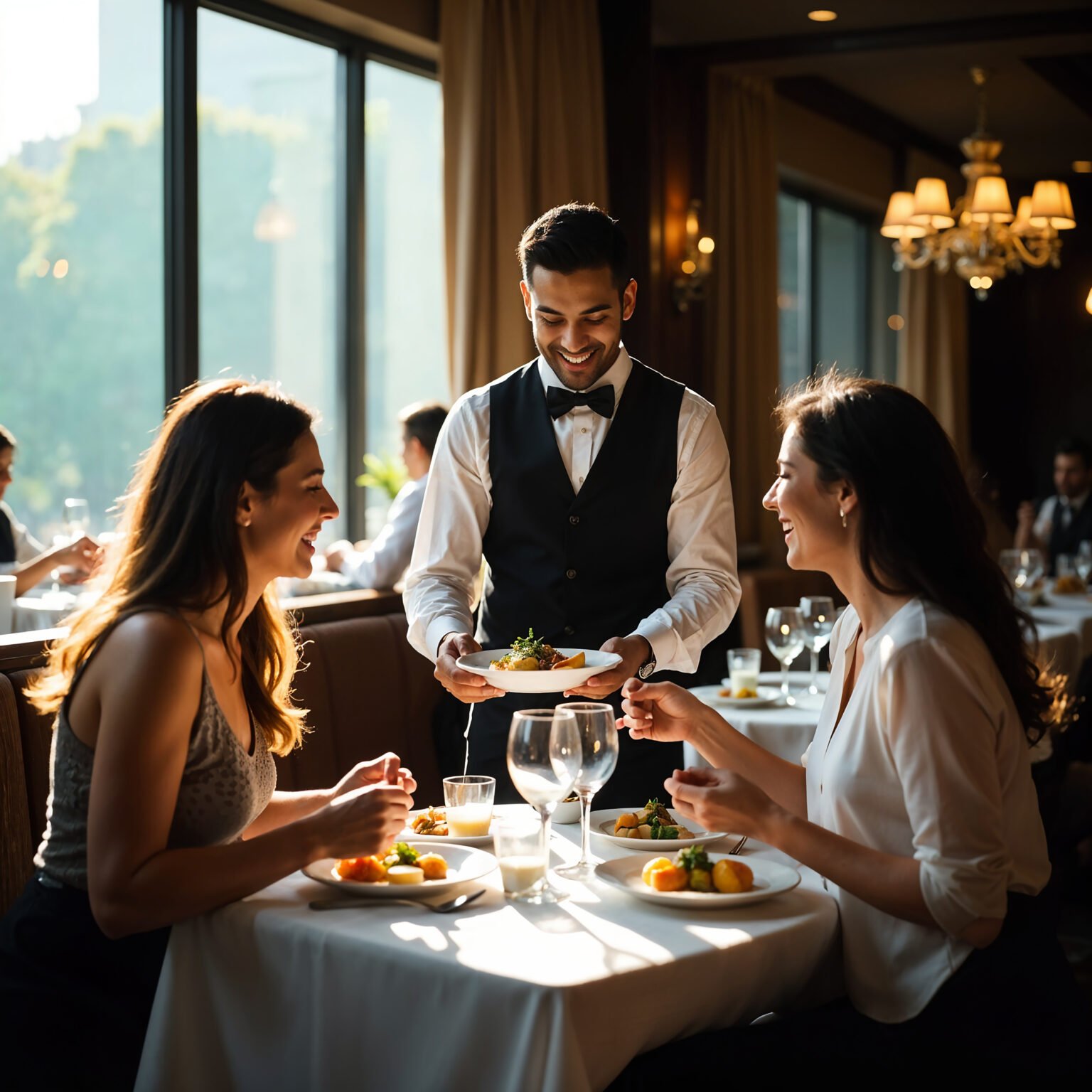 Joyful dining experience vibrant hotel restaurant with attentive service 1536x1536