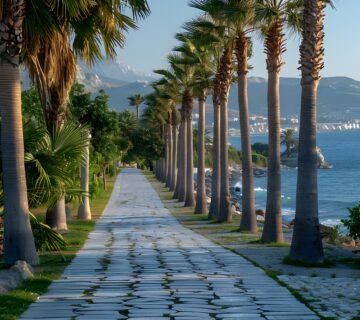 Kusadasi city seafront promenade aydin province turkey isolated white background space 360x320